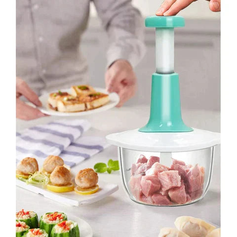 Manual Hand Push Chopper and Mixer - 2 Liter - 4 Blades