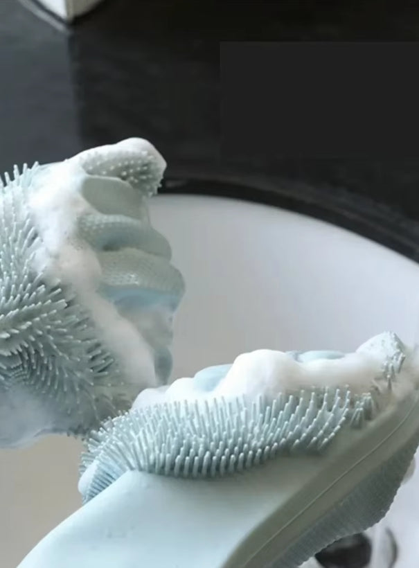 Pair Of Silicone Washing Full Finger Gloves