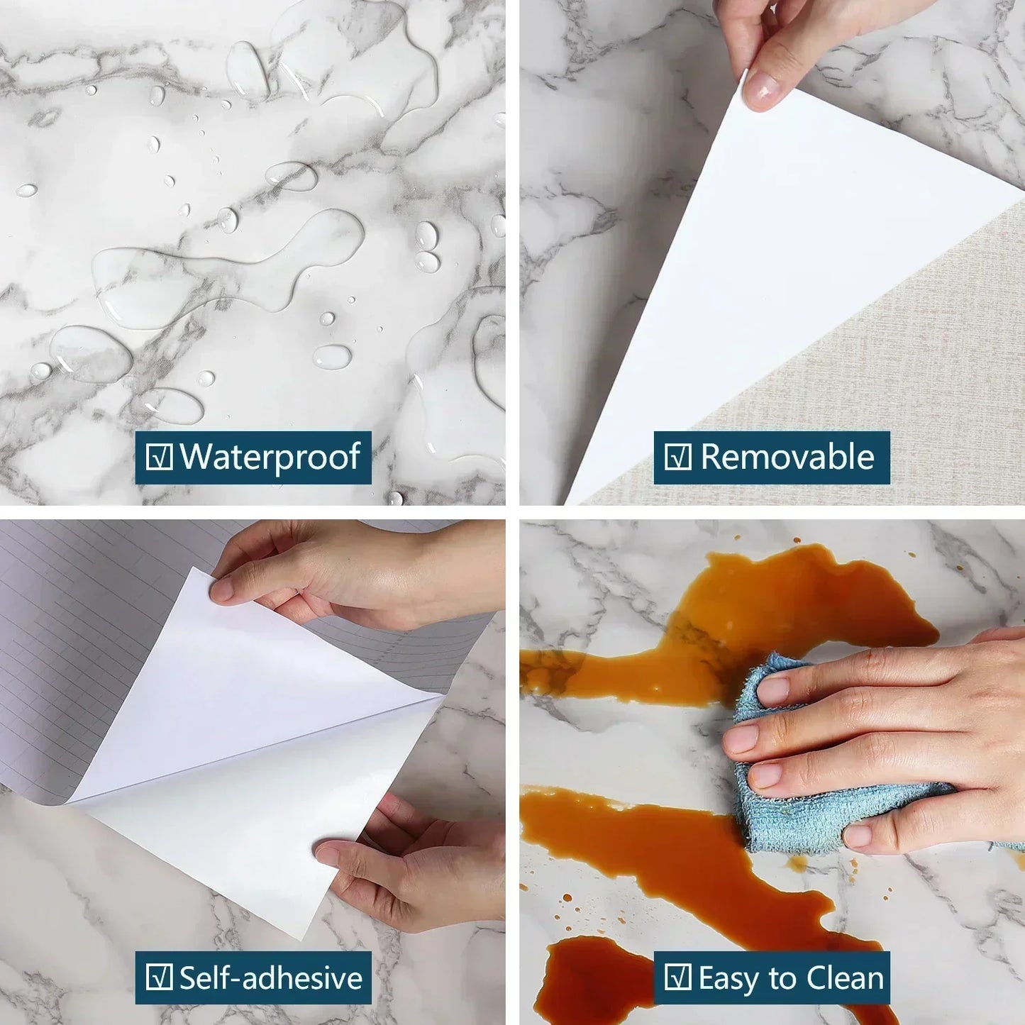 Marble Sheet For Kitchen Shelves Black/White (24x78 inches)