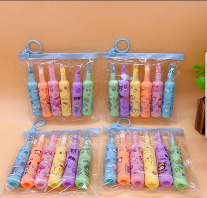 Bottle Shaped Kromi Character Highlighters – Cute Stationery Set