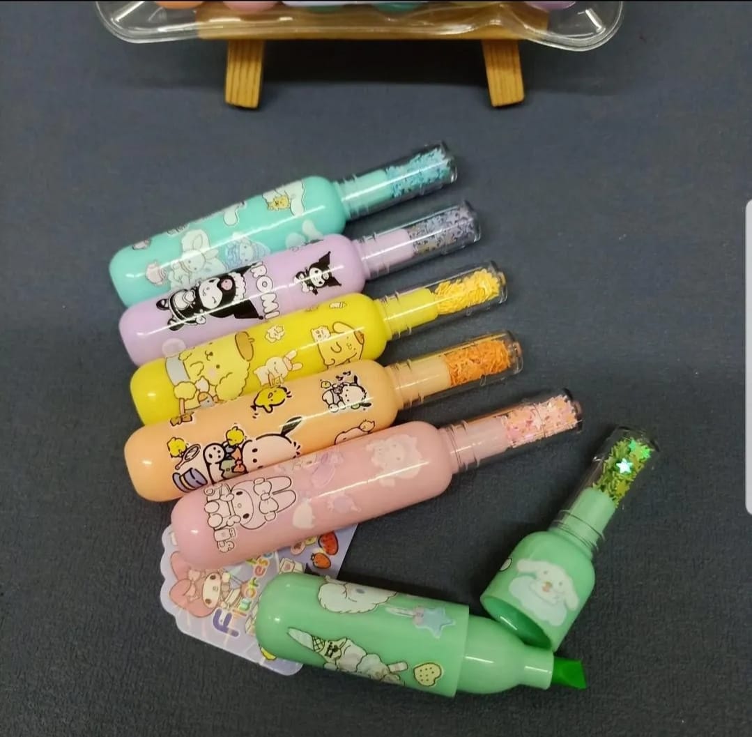 Bottle Shaped Kromi Character Highlighters – Cute Stationery Set
