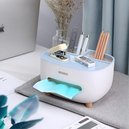 Ecoco Tissue Box Organizer – Multi-Drawer Storage for Desk & Home
