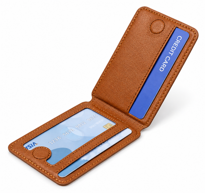 Magnetic Card Holder Wallet – 3 Slots, Transparent ID Window