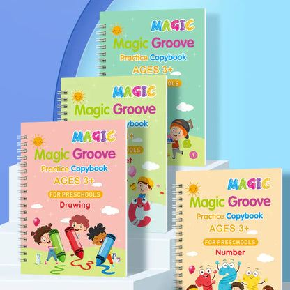 SANK REUSABLE MAGIC PRACTICE COPYBOOK | SET OF 4 with 10 Refill