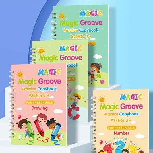 SANK REUSABLE MAGIC PRACTICE COPYBOOK | SET OF 4 with 10 Refill