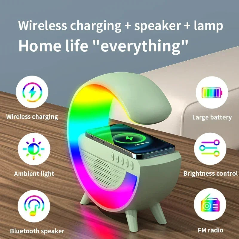 RGB Light Wireless Charger Stand USB Bluetooth Speaker