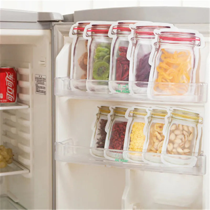 Reusable Mason Jar Bottles Bags - Fresh Food Storage Zip Lock Bags