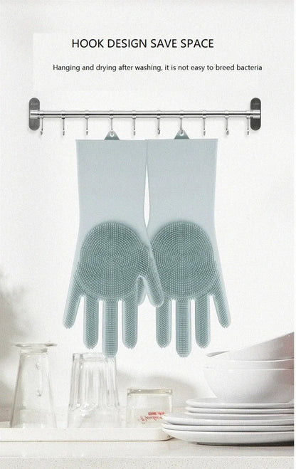 Pair Of Silicone Washing Full Finger Gloves