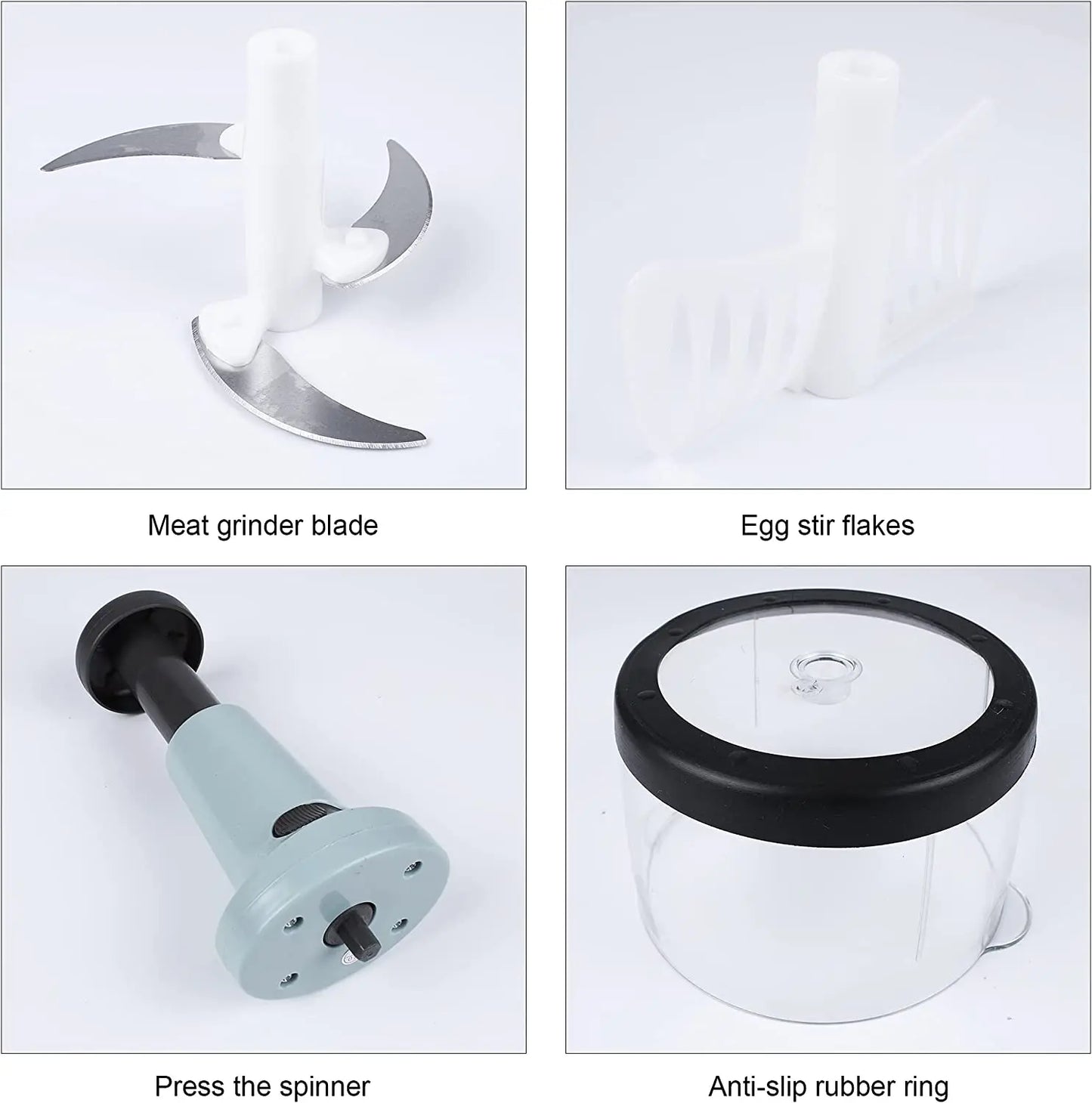 Manual Hand Push Chopper and Mixer - 2 Liter - 4 Blades