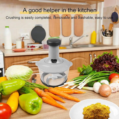 Manual Hand Push Chopper and Mixer - 2 Liter - 4 Blades