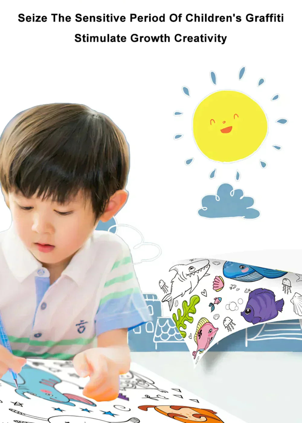 Children's Coloring Drawing Roll Sticker
