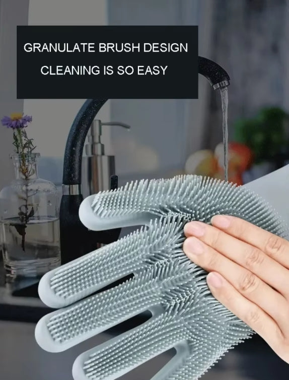 Pair Of Silicone Washing Full Finger Gloves