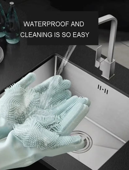 Pair Of Silicone Washing Full Finger Gloves