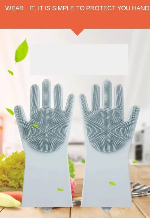 Pair Of Silicone Washing Full Finger Gloves