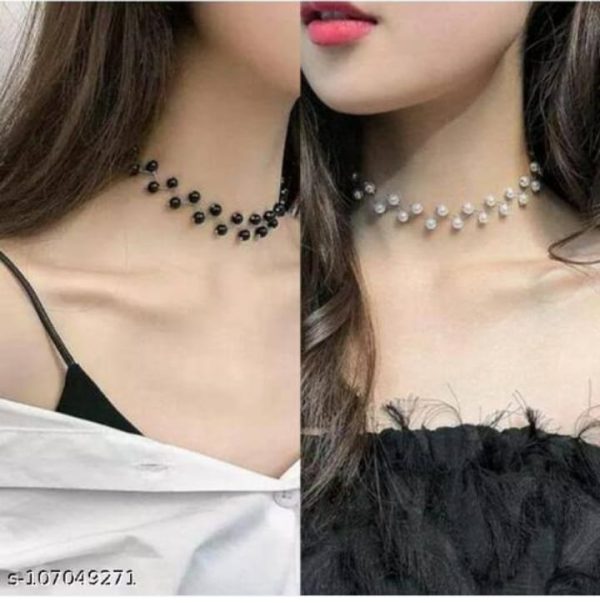 Zig Zag Black Choker With Earrings For Girls